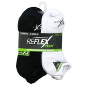 Wholesale - 15pk REFLEX WHT/BLK MEN CUSHION QTR SOCKS SIZE 10-13, UPC: 194587535397